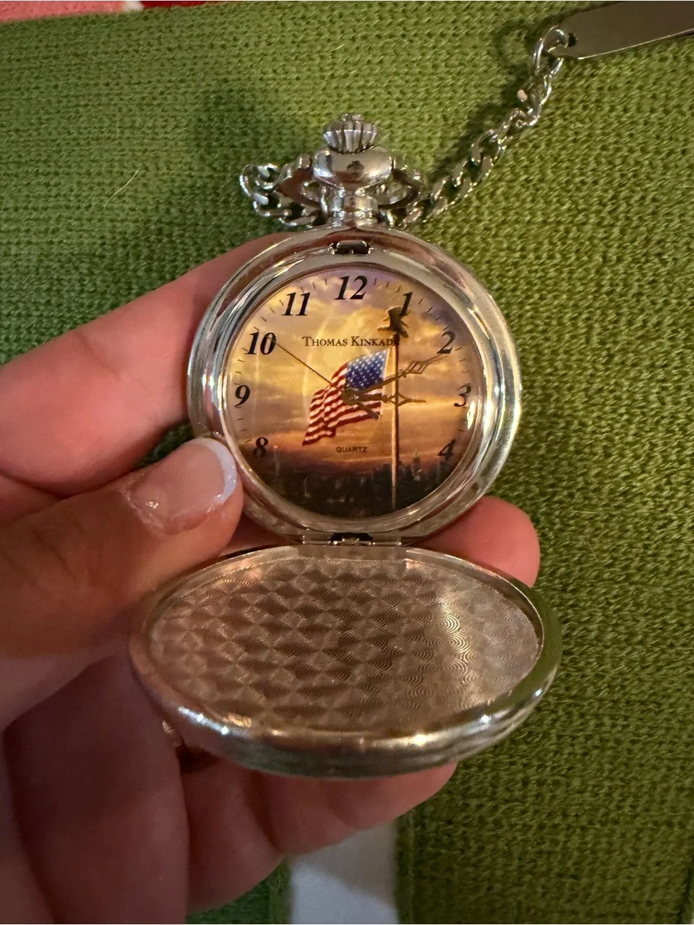 Thomas Kincaid American Flag Pocket Watch Quartz